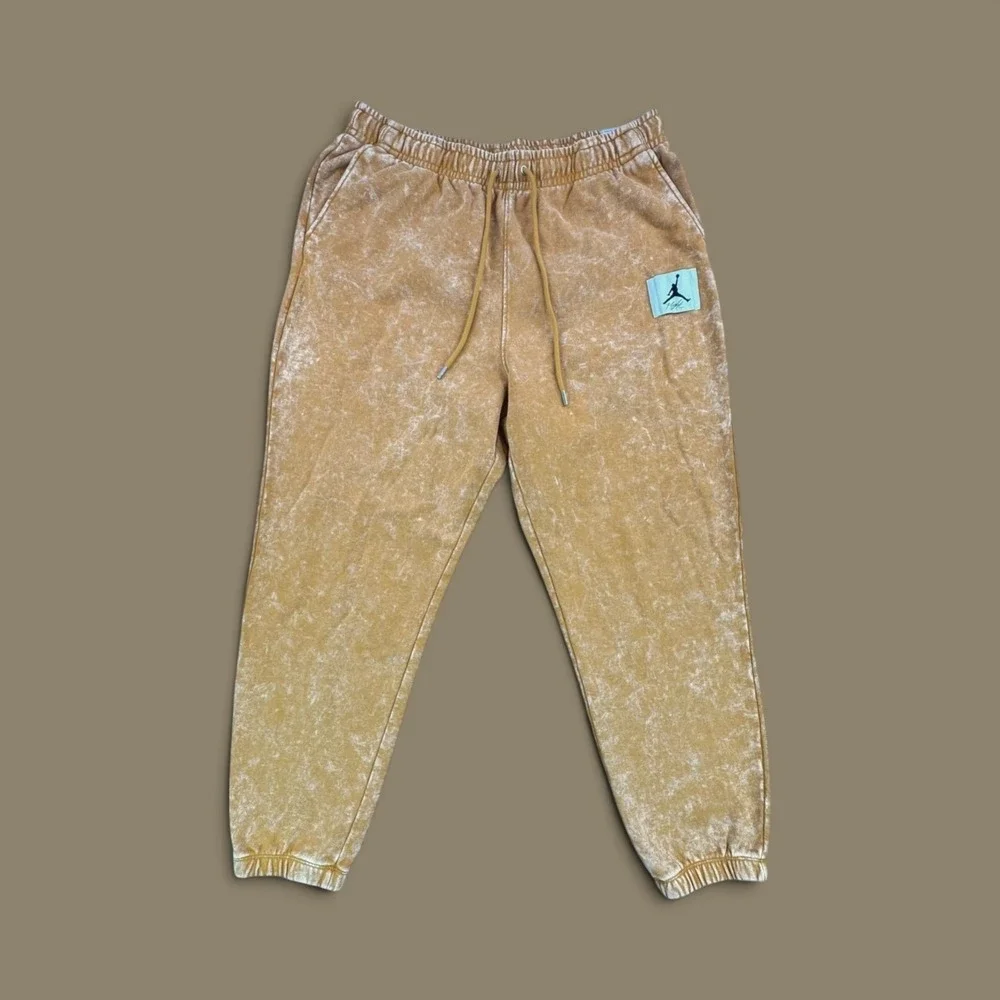 Jordan Essentials Flight Mens Acid Wash Fleece Pants Mustard DR3089-712 XXL NWT